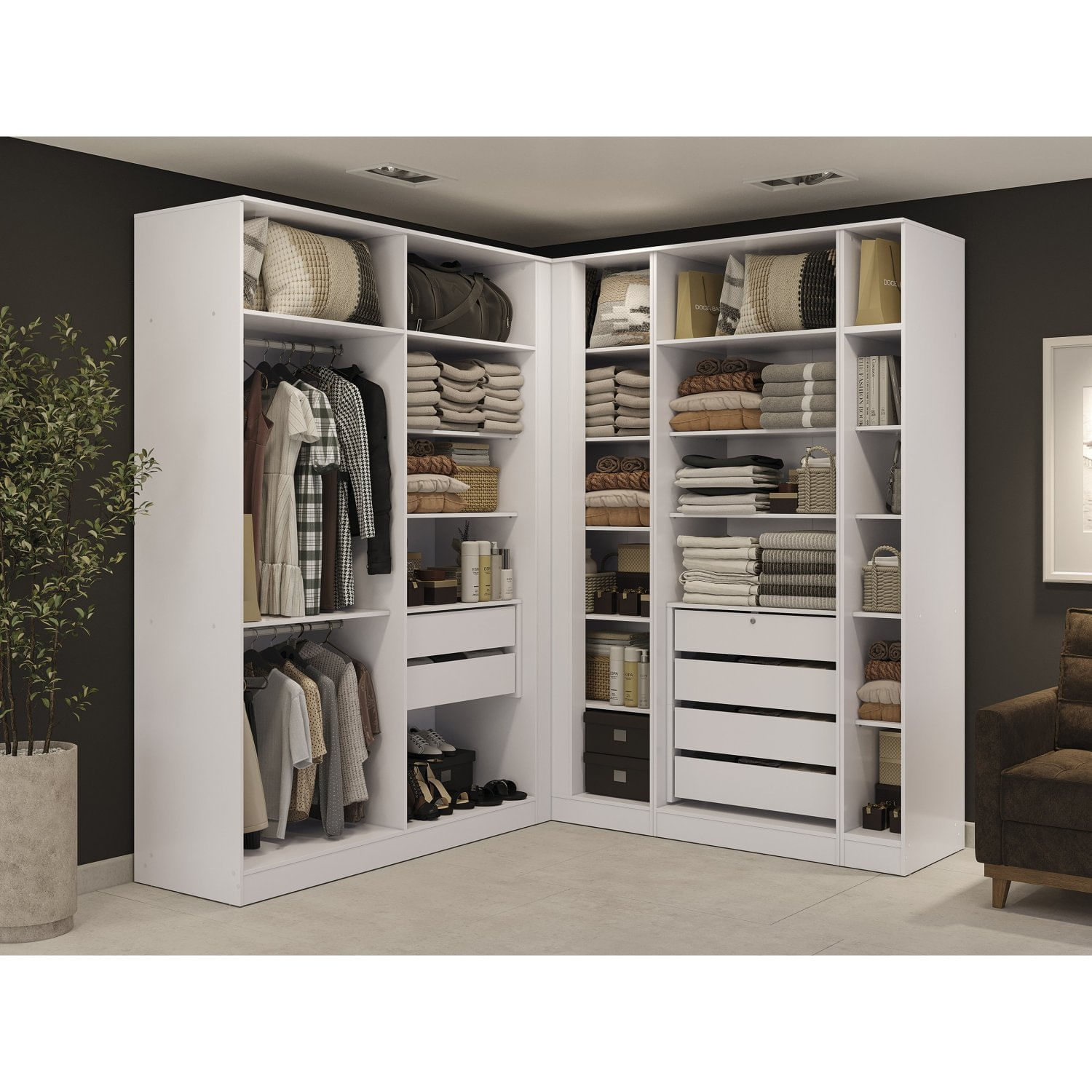 Guarda-roupa Modulado De Canto Reto 1 Porta Branco