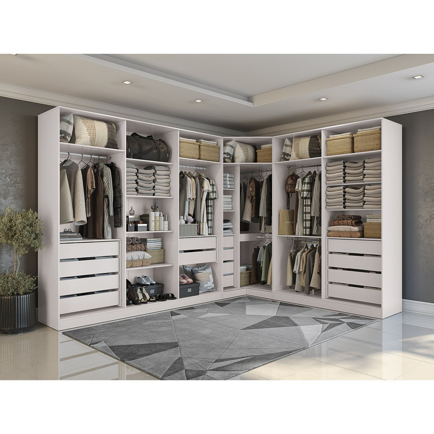 Armário Modulado 230x80x56 Linha Closets Adapt Branco