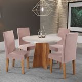 Conjunto Mesa De Jantar Redonda 90cm Spirit Com 4 Cadeiras Mel/blonde/rosa