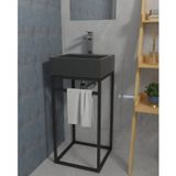 Gabinete Para Banheiro Em Ferro Estilo Industrial 40cm Preto Fosco