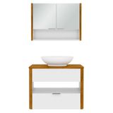 Gabinete De Banheiro Com Espelho Torino B02 Branco/naturalle - Mpozenato