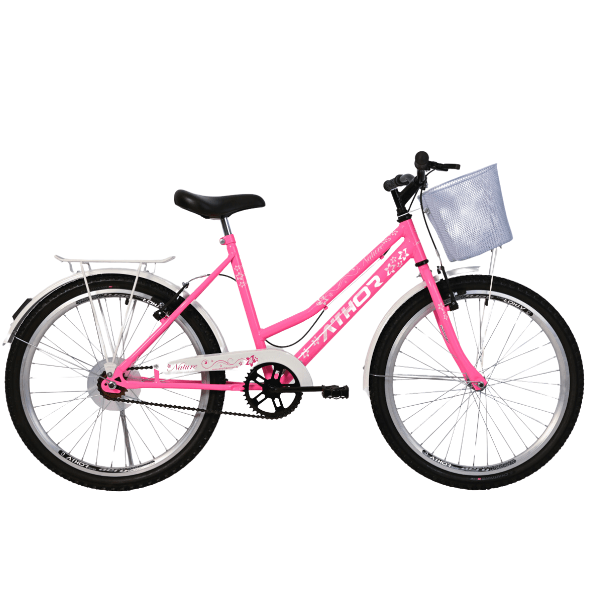 Bicicleta Aro 24 Infantil Feminino Athor Nature Com Cesto