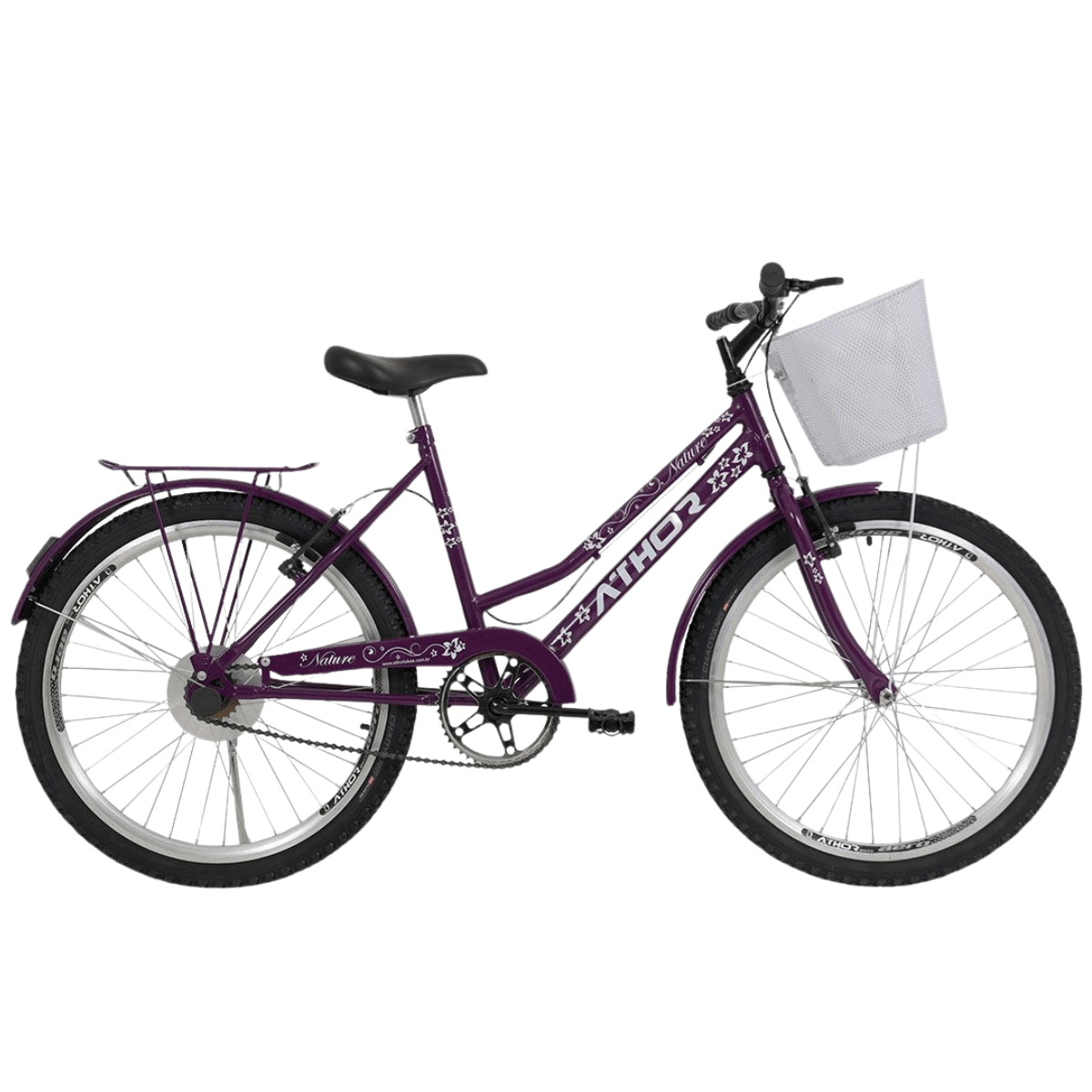 Bicicleta Aro 24 Infantil Feminino Athor Nature Com Cesto