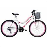 Bicicleta Aro 26 Feminino Athor Musa 18v Aro Aero Com Cesta