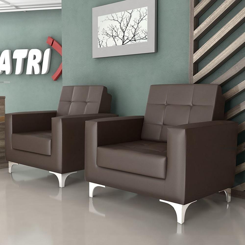 Kit 2 Poltronas Decorativa Taina - Marrom Corino