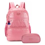 Mochila De Costas + Estojo Rosa Juvenil Up4you - Luxcel