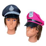 Fantasia De Casal Policial Chapéu Quepe Carnaval -kit 2 Un