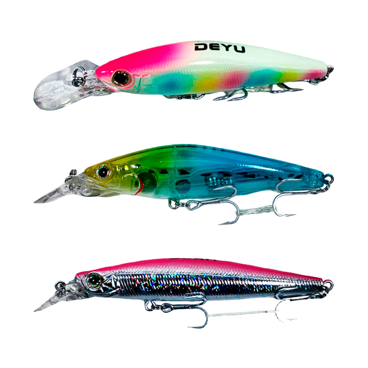 Kit 3un Iscas Artificiais Deyu Minnow Floating Abs 9cm/10cm 15.6g Prof. 5/6m