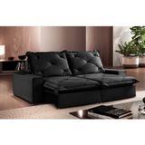 Sofa Ares Retrátil E Reclinável 3 Lugares 1,70m Com Molas Ensacadas E Pillow Top Espresso Móveis Preto