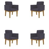 Kit 4 Poltronas Cinza Reforçadas Penteadeira Quarto