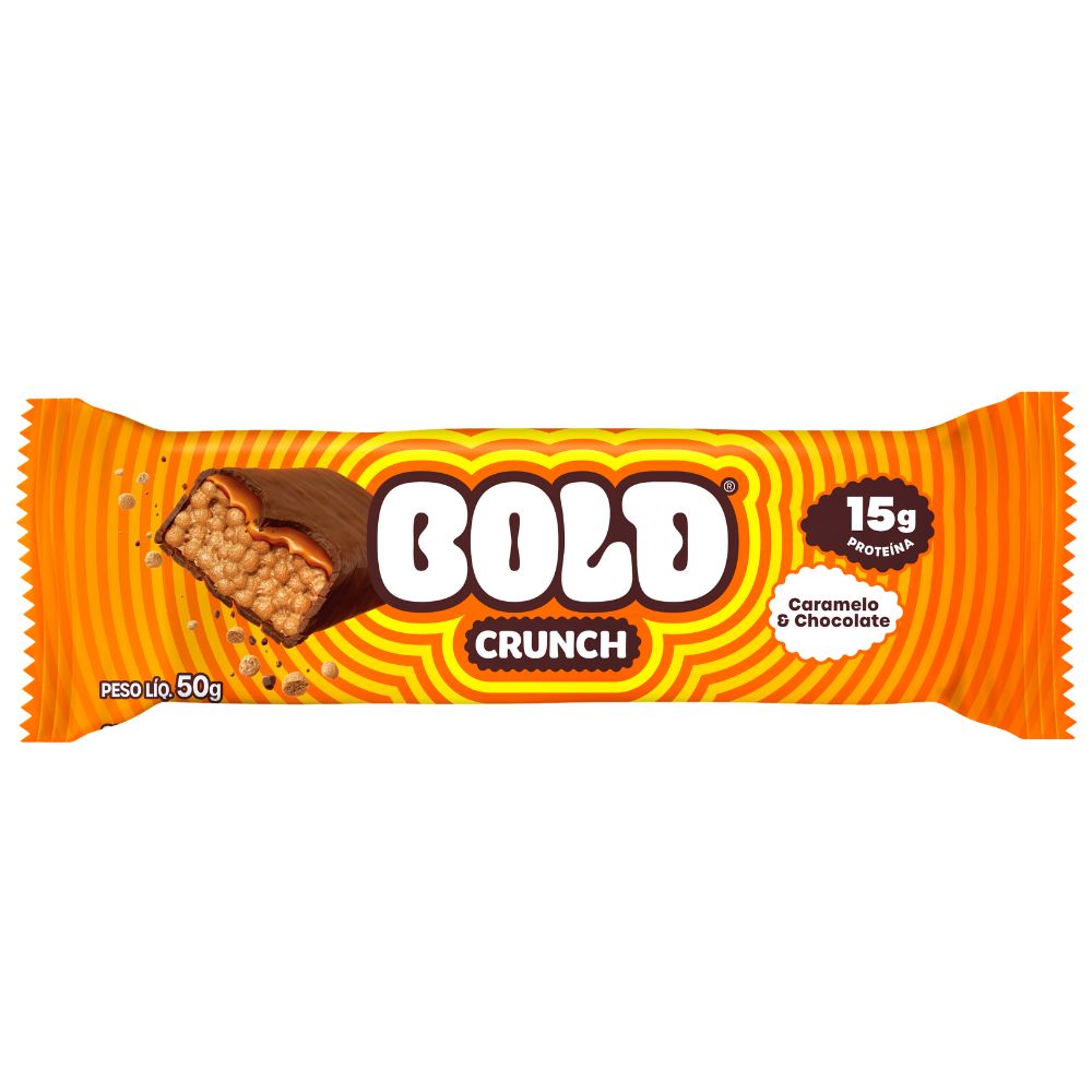 Barra De Proteína Bold Crunch Caramelo &amp; Chocolate 15g De Proteína Com 50g