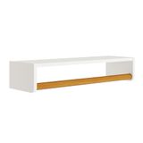 Prateleira Com Cabideiro Theo Branco Fosco E Madeira - 70cmx20cmx13cm