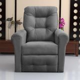Poltrona Reclinável Para Descanso Guaíra Suede Cinza