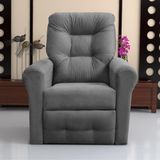 Poltrona Para Descanso Reclinável Lima Suede Cinza