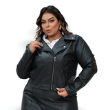 Jaqueta Couro-ecológico Plus Size G1 G2 G3 Estilosa Feminina Blusa De Frio Donna Martins
