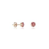 Brinco Em Ouro Rosé Com Strass Rosa