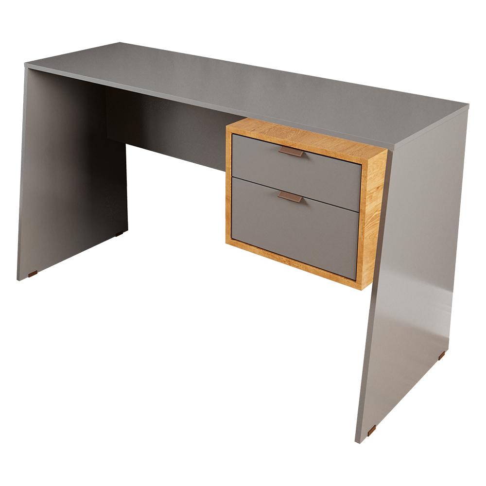 Escrivaninha Versa Mesa Para Computador Com 2 Gavetas Titanium/naturale