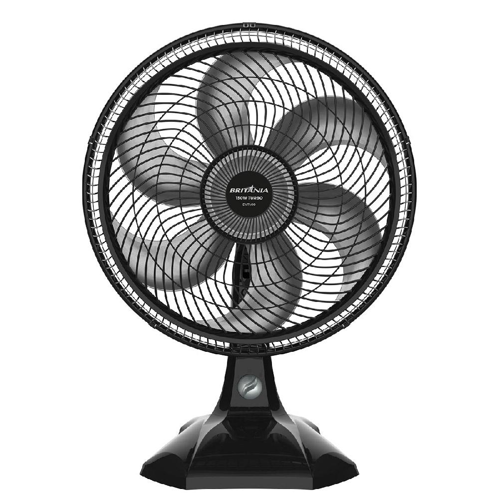 Ventilador De Mesa 40cm 6 Pás Maxx Force Britânia Bvt400 Preto Com Prata 127v