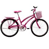 Bicicleta Feminina Aro 24 Com Cestinha Susi Rosa Pink