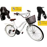 Bicicleta Aro 26 Com 2 Cadeirinhas 18 Marchas Cesta Branco