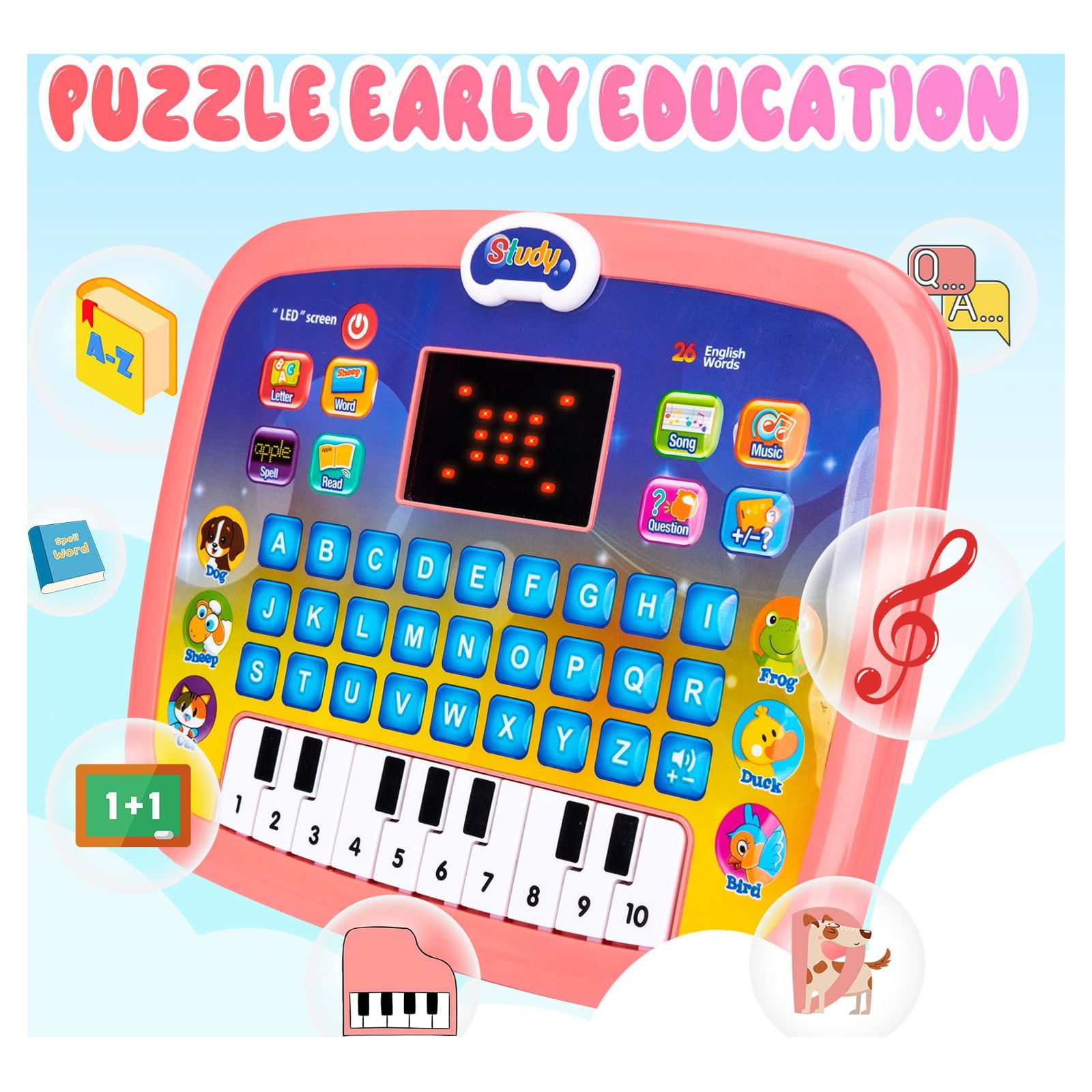 Tablet Toy Educação Infantil De 1 A 9 Anos Puzzle Interactive Pink