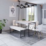 Conjunto Mesa De Jantar Com 1 Banco E 4 Cadeiras Eames Base Madeira Espresso Móveis