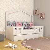 Cama Play Solteiro Com Auxiliar + Casinha - Timber Móveis Branco