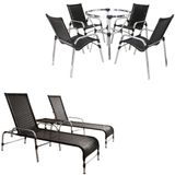 4 Cadeiras E Mesa 2 Espreguiçadeiras E Mesa Trama Original Preto