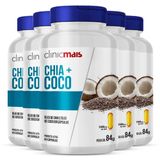 Kit 5 Óleo De Chia + Óleo De Coco 1000mg Chá Mais 60cáps