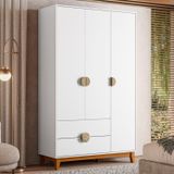 Guarda-roupa 3 Portas E 2 Gavetas Ipê Branco