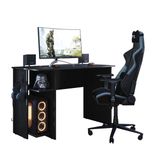 Mesa Para Computador Gamer Com 2 Prateleiras Cor Preto - Qmovi