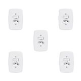 Conjunto De 5 Interruptores De 1 Tecla Simples E Tomada 2p+t 20a , Com Placa 4x2 Branco