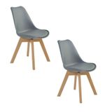 Kit 2 Cadeiras Para Sala De Jantar Saarinen Wood Espresso Móveis Cinza