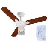 Ventilador De Teto Tron 3 Pás Em Mdf Marbela 3 Velocidades - Branco, Pás Verniz 220v