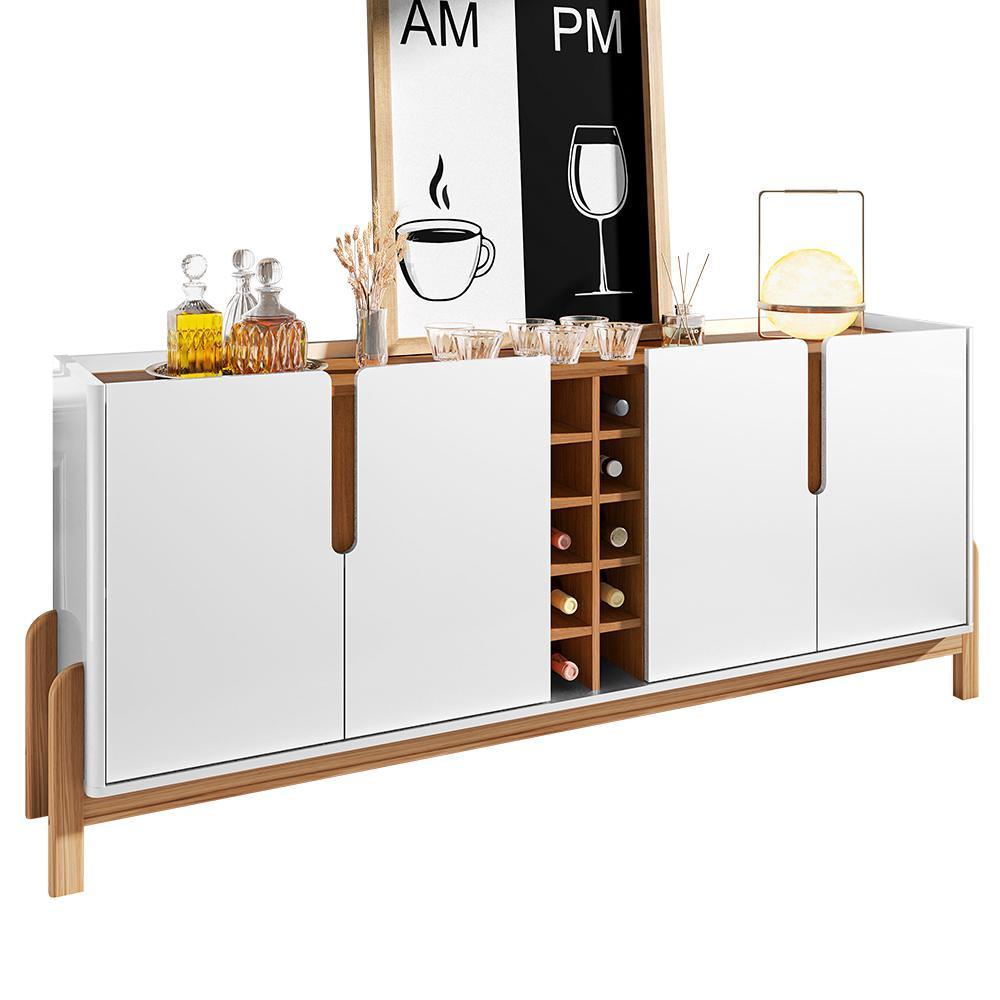 Buffet Aparador Lizz 190cm 4 Portas Com Adega Branco/cedro - Casa D