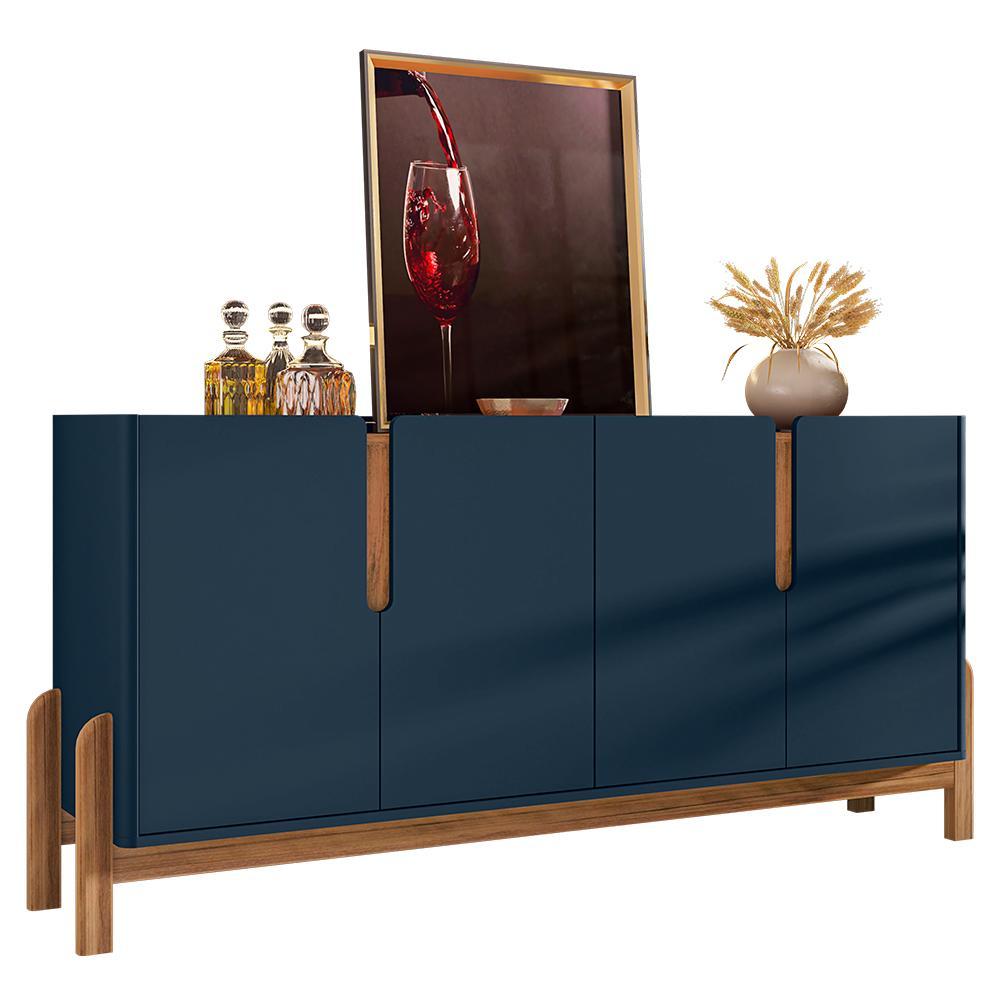 Buffet Aparador Lizz 170cm 4 Portas Azul Cobalto/cedro - Casa D