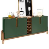 Buffet Aparador Lizz 190cm 4 Portas Com Adega Verde Oliva/cedro - Casa D