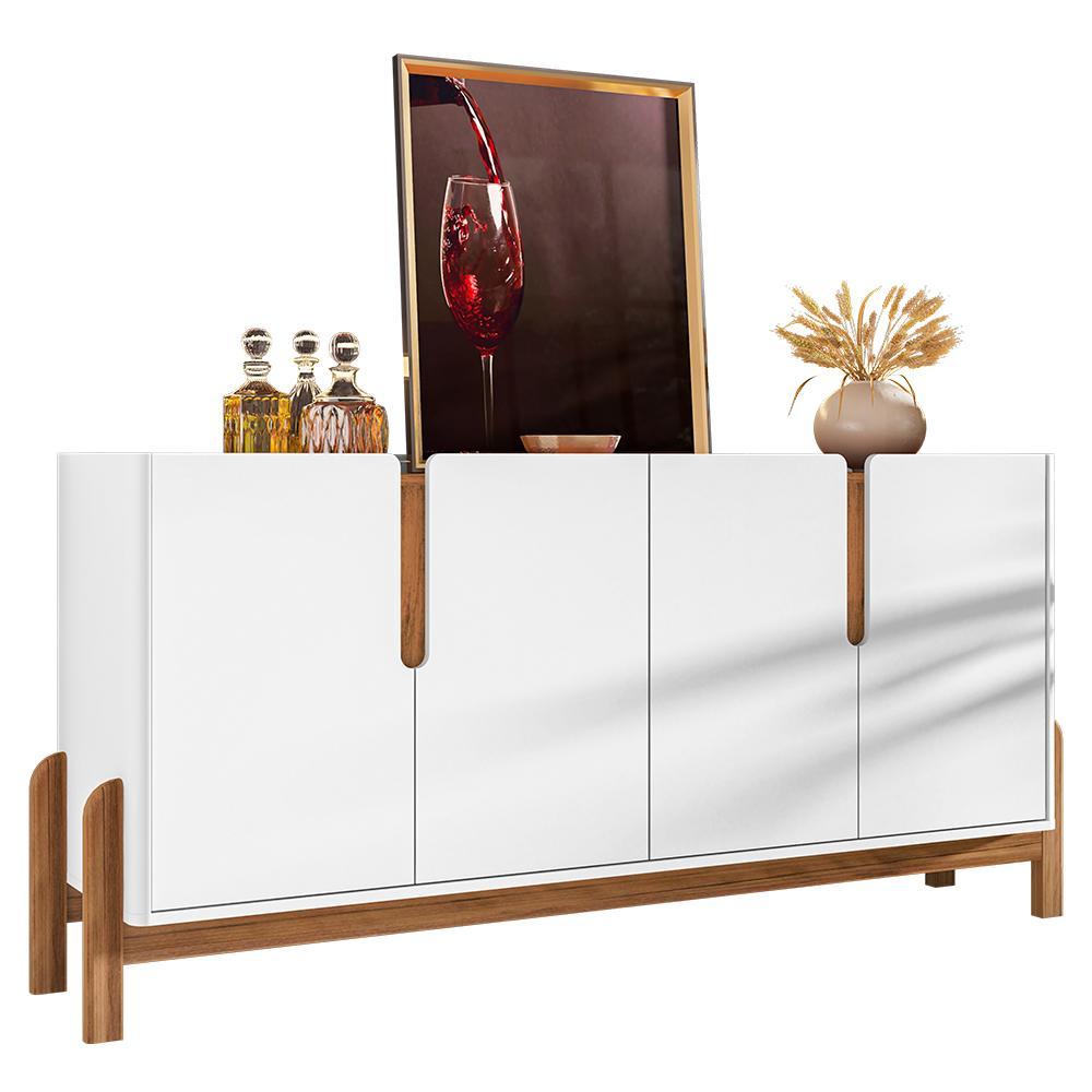 Buffet Aparador Lizz 170cm 4 Portas Branco/cedro - Casa D