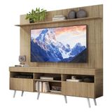 Rack Com Painel E Suporte Tv 65 Com Prateleira E Pés Retrô