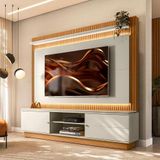 Estante Home Para Tv 75 Polegadas Guararapes Nature Off White Petra Flex Linea Brasil