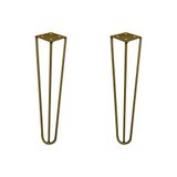 Kit 2 Pés De Metal 30 Cm Hairpin Legs Mesa De Canto Rack E Puffs Dourado