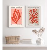 Kit 2 Quadros Decorativos Corais De Matisse 24x18cm - Vidro