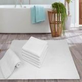 Kit 5 Toalhas De Piso Tapete Para Banheiro Hotel Prata - Branco
