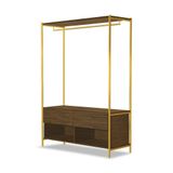 Roupeiro Closet Solteiro Industrial 2 Gavetas Imbuia Dourado Ahri Steel Mobile