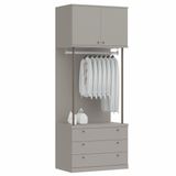 Módulo 3 Gavetas 2 Portas Guarda Roupa Closet Modulado Smart Tube Níquel