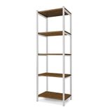 Aparador Para Sala 5 Prateleiras 50 Cm Imbuia Branco Zed Steel Mobile