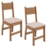 Cadeira Para Mesa De Jantar Milano Kit 2 Peças Carvalho Savana - Poliman