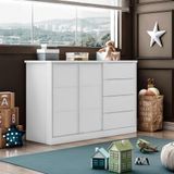 Cômoda Infantil Pérola Com 2 Portas E 4 Gavetas Branco - Phoenix Baby Branco