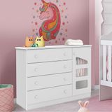 Cômoda Infantil 4 Gavetas 1 Porta Branco Eloísa Phoenix Baby