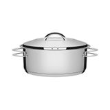Caçarola Tramontina Solar Rasa Em Aço Inox Fundo Triplo Com Tampa E Alças 24 Cm 4,7 L